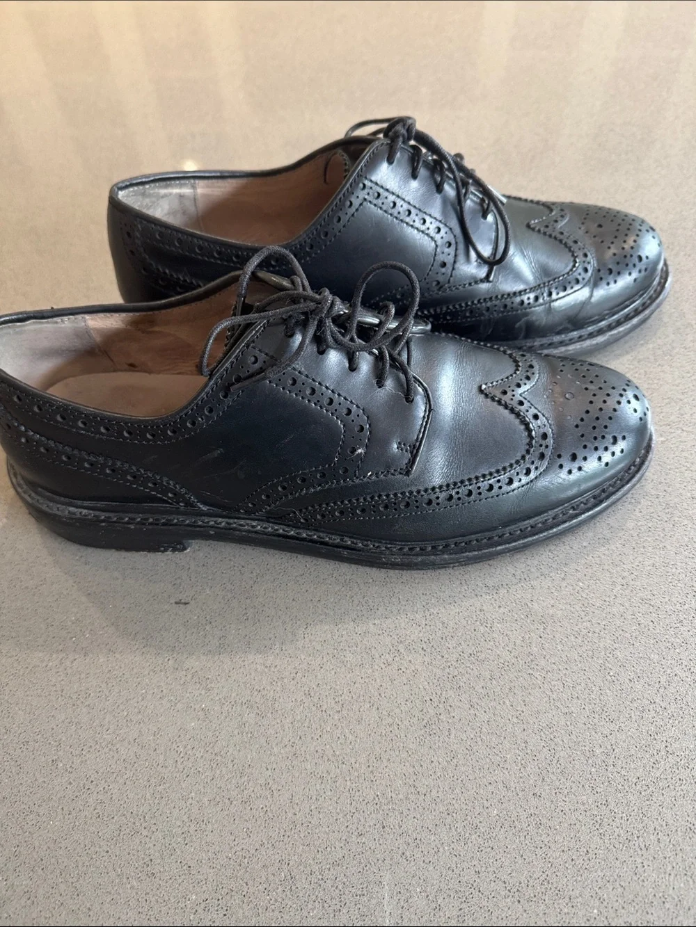 J. Crew Men’s Black Leather Wingtip Oxfords Size 10
